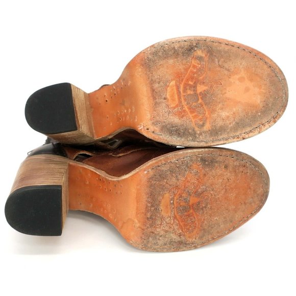 Freebird Sandals Brown Cognac Braeden Leather Peep Toe Buckle Tie Women's 7M - Picture 7 of 7